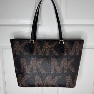 Black & Brown Michael Kors MK Logo Tote